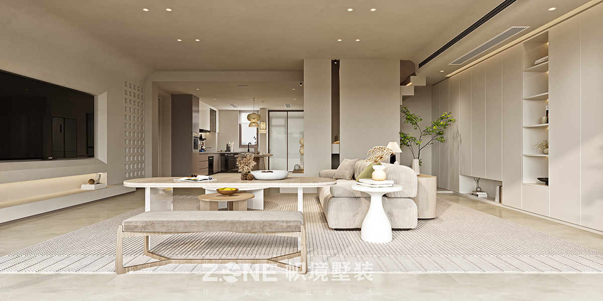 中信城開東宸上品155㎡極簡(jiǎn)侘寂復(fù)式 裝修案例效果圖-2