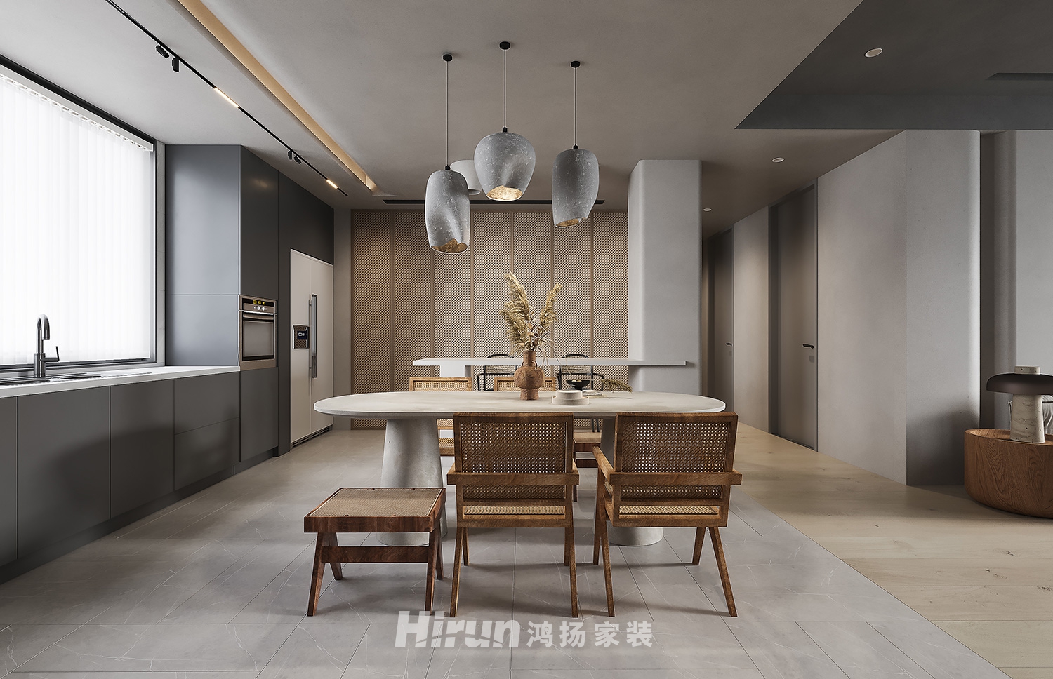 濱江御苑-簡(jiǎn).舍130㎡復(fù)古風(fēng)潮三居室 裝修案例效果圖-1