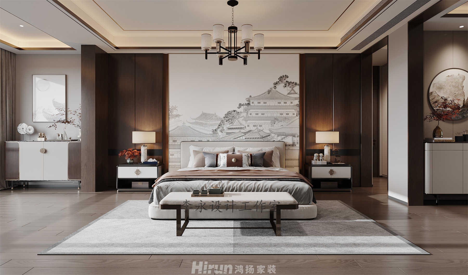 浪琴山280㎡意境東方復(fù)式 裝修案例效果圖-1