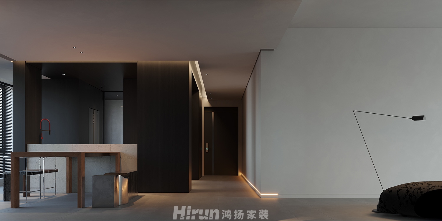 京盛和府140㎡極簡侘寂復(fù)式 裝修案例效果圖-1
