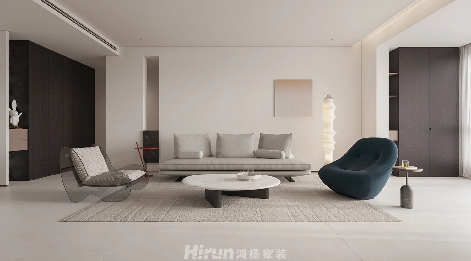 湘府和園214㎡極簡(jiǎn)侘寂五居室 裝修案例效果圖-2
