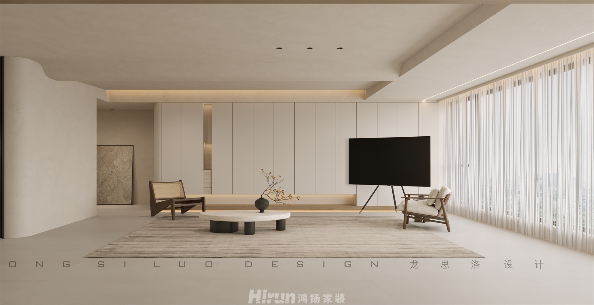 長沙潤府188㎡極簡侘寂四居室 裝修案例效果圖-6