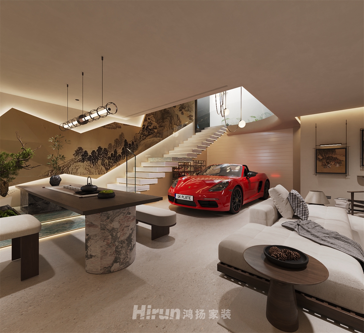 保利叁仟棟壹海里500㎡極簡(jiǎn)侘寂別墅 裝修案例效果圖-6