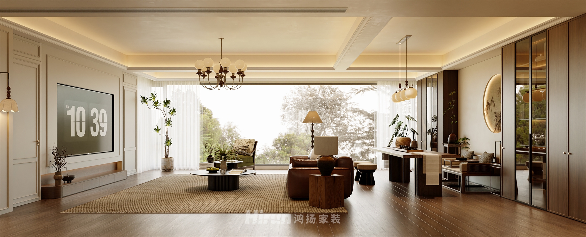 洋湖映230㎡復(fù)古風(fēng)潮大平層 裝修案例效果圖-4