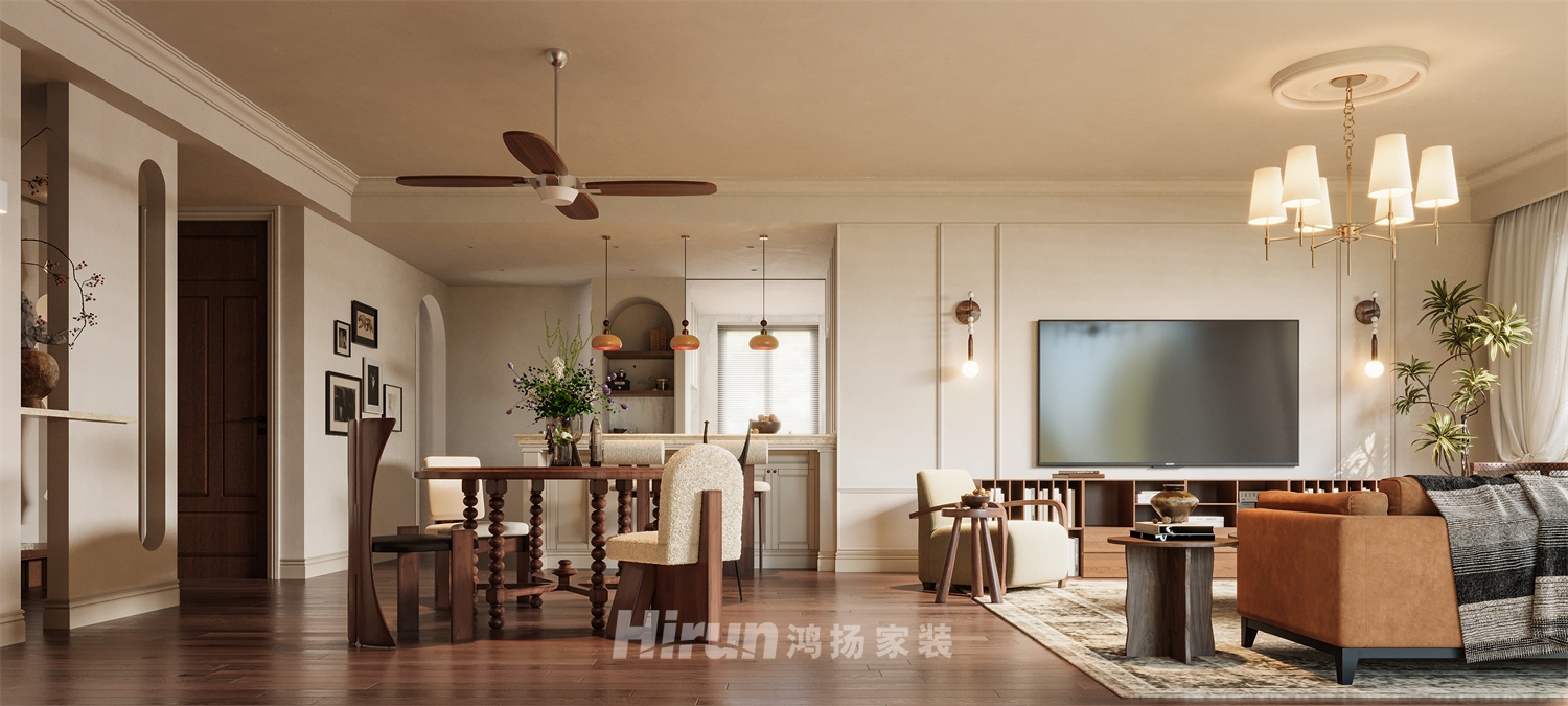 桃李九章172㎡復古風潮四居室 裝修案例效果圖-1