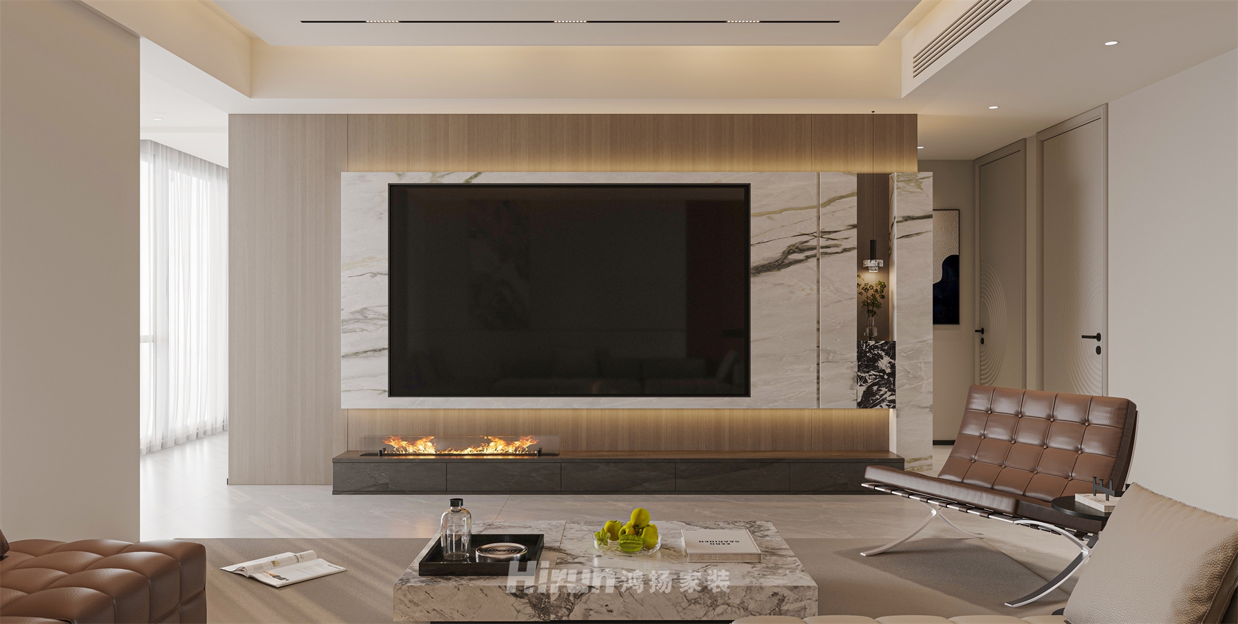 天健芙蓉盛世120㎡雅致現(xiàn)代四居室 裝修案例效果圖-1