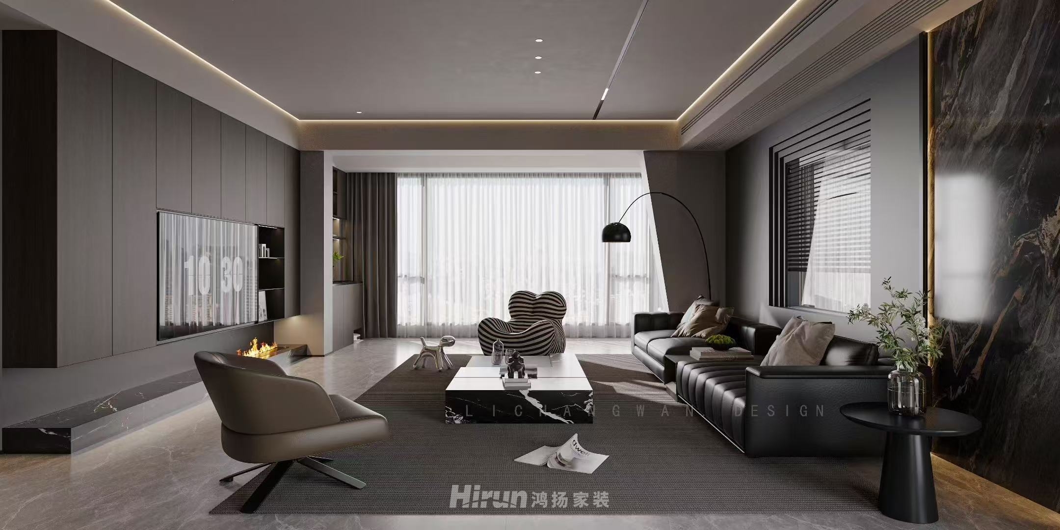 長房國際廣場219㎡雅致現(xiàn)代大平層 裝修案例效果圖-3
