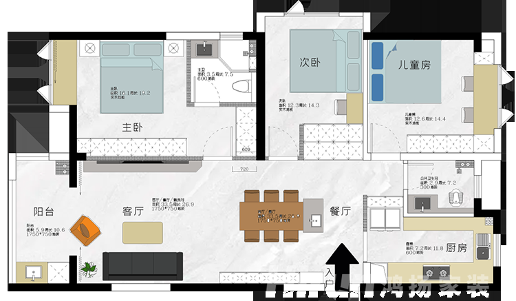 2022年房子怎么裝修好看，鴻揚(yáng)家裝三居室“雅致灰調(diào)”裝修案例分享