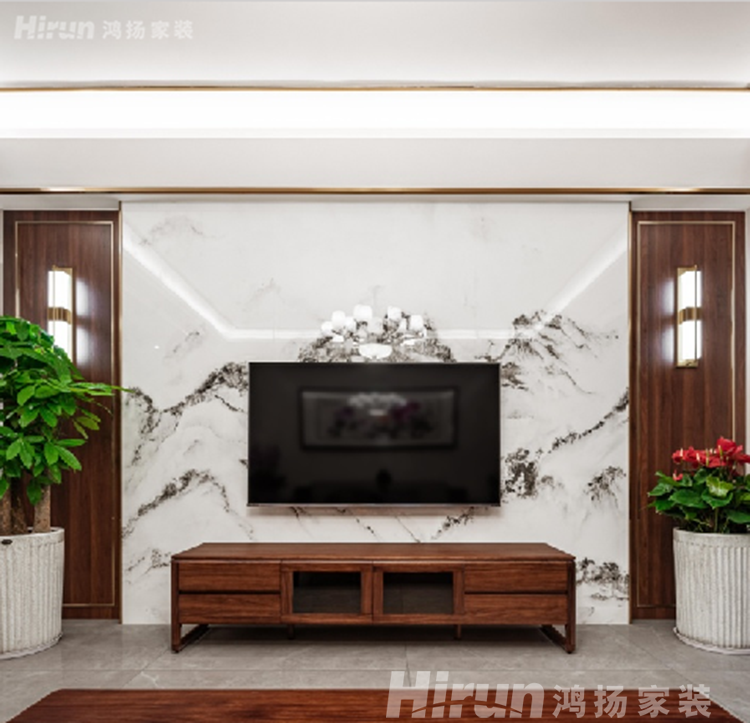 130㎡新中式家裝設(shè)計(jì)，客餐廳儒雅有禪意，隔墻裝出獨(dú)立小玄關(guān)，效果好極了！